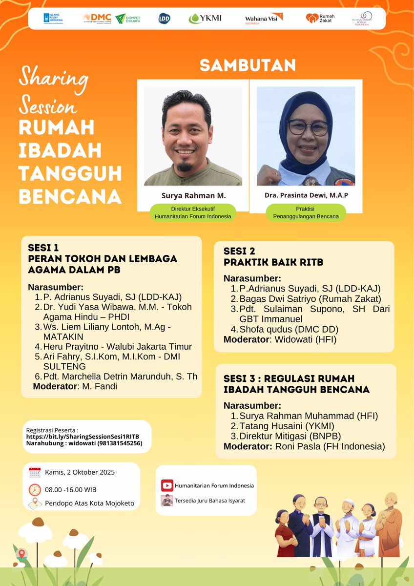 LOKAKARYA RUMAH IBADAH TANGGUH BENCANA
dalam Peringatan Bulan PRB 2025

* Hari, tanggal: Kamis, 2 Oktober 2025
* Pukul: 08.00 -16.00 WIB
* Tempat: Pendopo Atas Kota Mojoketo, Jawa Timur

Live: 
youtube.com/live/flxA-TZF0…

#humanity #bulanprb