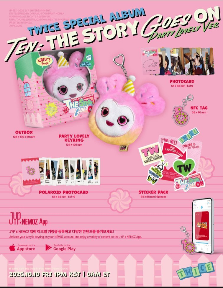 movelyboo's tweet photo. TWICE SPECIAL ALBUM TEN: The Story Goes On Album Preview (Episode, Cast, Party Lovely)

May album preview naaaa!
Last call today, baka may gusto pang humabol sa album preorder. 

Fill out na po kayo, will accept orders until 5pm today only! 😊✨️

Order Form: https://t.co/VI0dWZWHXi