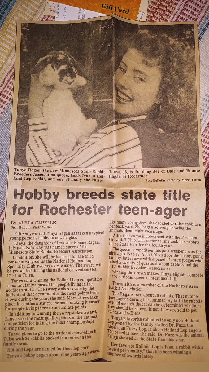 At 15, I was the MN State Rabbit Queen, traveling with 70 rabbits in a mini van, daily chores and winter barn de-icing. Two weeks after sharing this story at CREi, my childhood BFF texts me an old newspaper clipping she found in a drawer. Wild timing!