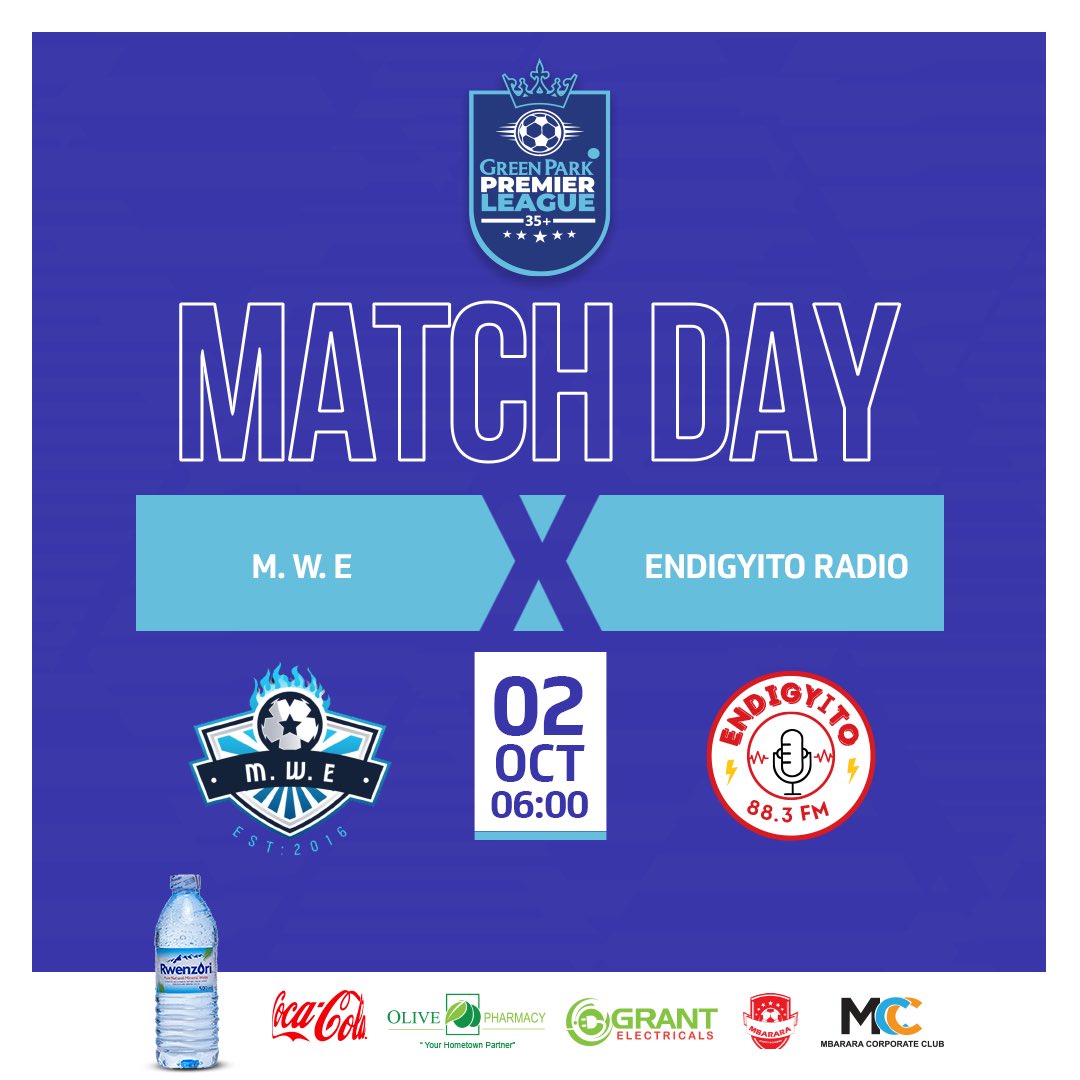 🔵𝗠𝗔𝗧𝗖𝗛𝗗𝗔𝗬!🔵

 M.W.E  🆚 Endigyito Radio  

🏟️ Green Park Stadium
🏆 Premier league 
⏰ 6:00pm (EAT)

Don’t Miss Action ⚽️💙💙
#GreenParkPremierLeague 35+