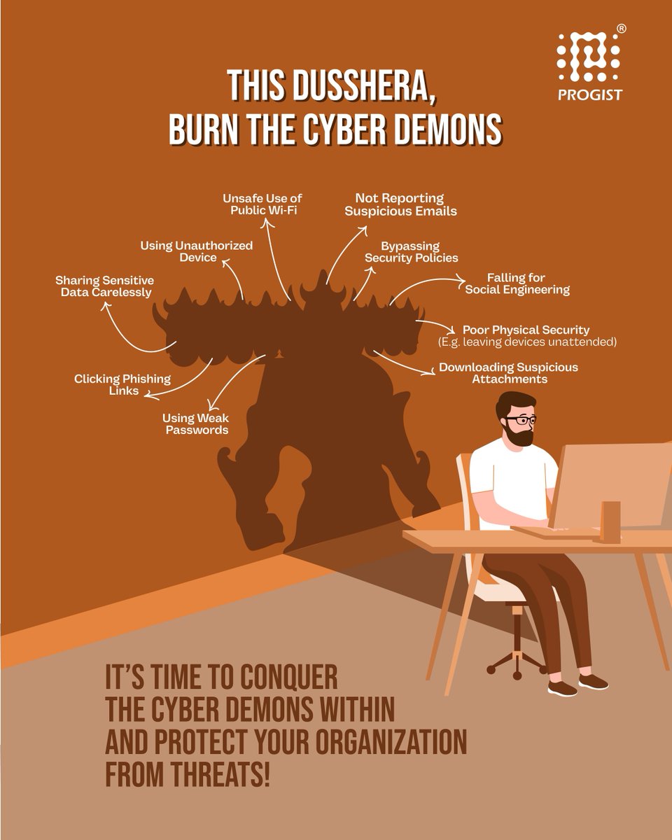 _Progist_'s tweet image. ✨Wishing you a safe and joyous Dussehra!
This festive season, let’s not only celebrate the triumph of good over evil but also burn the cyber demons like weak passwords, phishing links, and unsafe practices to keep our digital world secure. 🔐🔥
#Dussehra #Projist #Cybersecurity