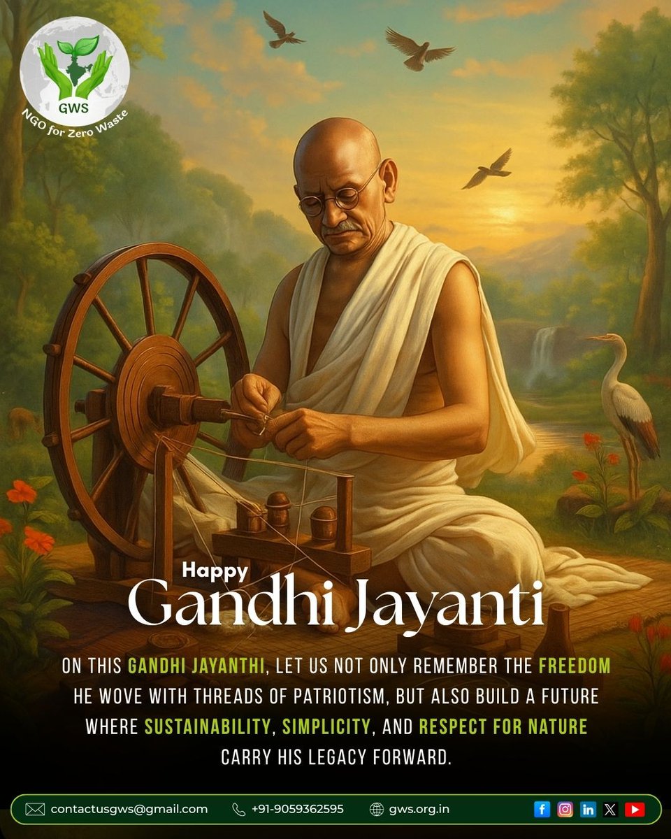 On Gandhi Jayanti, we remember not just the Father of our Nation, but also the values he lived by — simplicity, non-violence, and harmony with nature. ✨

In today’s world, the greatest act is choosing a lifestyle that protects the environment: reducing waste, reusing resources,