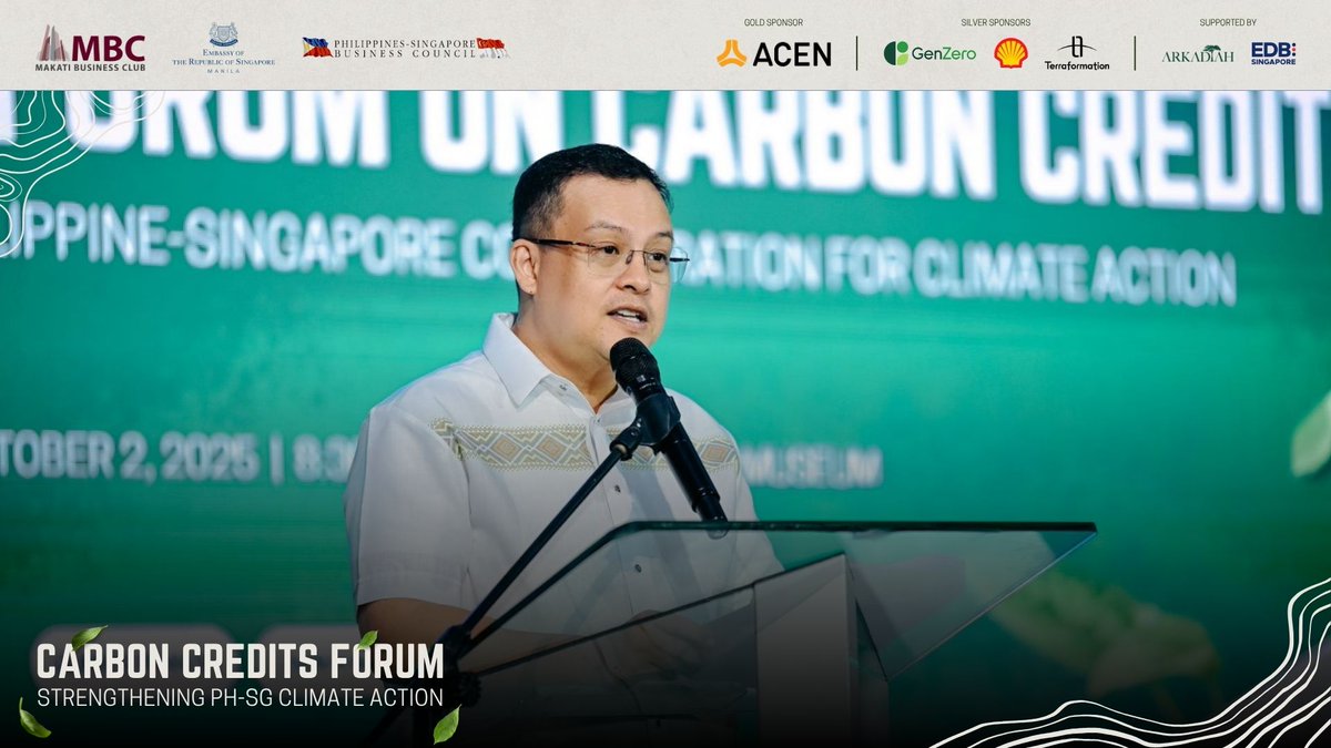 KEYNOTE REMARKS: Department of Energy Usec. Wimpy Fuentebella and Department of Environment and Natural Resources Usec. Analiza Rebuelta-Teh join Philippine business leaders at the High-Level Forum on Carbon Credits.

#MBC #MBCCarbonCreditsForum #PHSGClimateAction #carbonmarkets