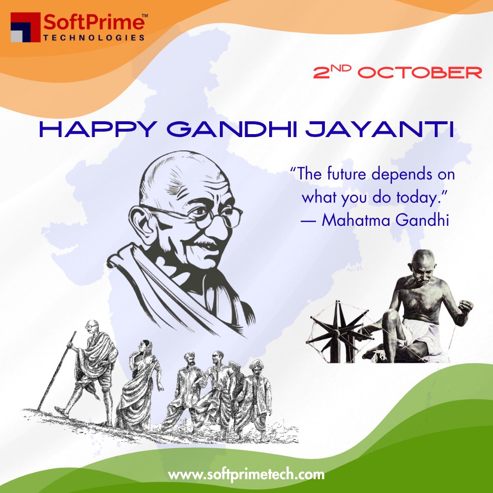 SoftPrimeTech's tweet photo. Happy Gandhi Jayanti 2025! 🇮🇳

#happygandhijayanti #GandhiJayanti #gandhiji #2ndOctober https://t.co/dnfEGVbHqw