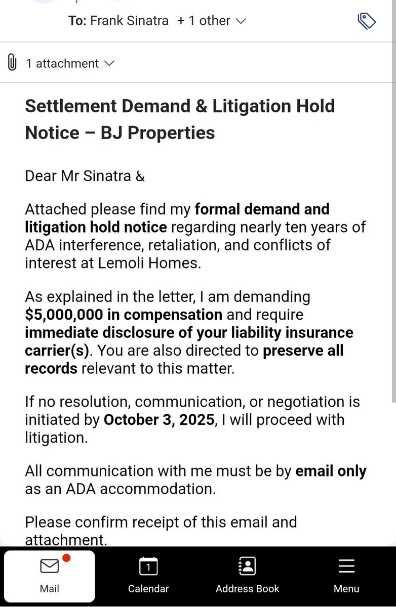 She wants 5 million this time. A simple google search turns up she has at least 5 lawsuits going on the last 2 years against 5 different companies. They are all ADA related claims. 
In some states, if you lose the case, you pay the defendants their legal fees. Not in California.