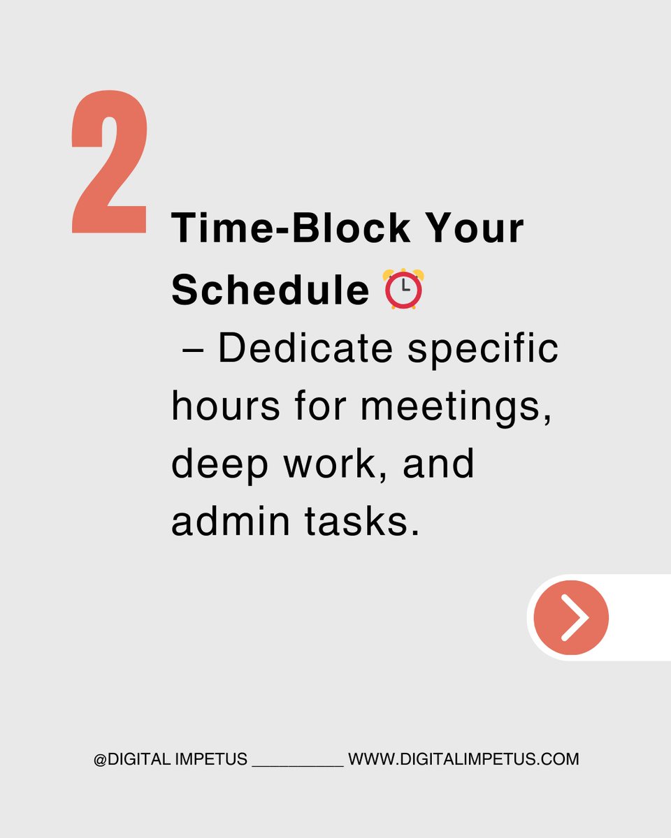 digitalimpetus's tweet image. 🚀 Struggling to stay organised in business?

✨ Small changes = Big results.
💡 Organise your routine, and your business will follow!

👉 What’s your #1 tip to stay organised? Share below ⬇️

#businessgrowthstrategy  #ProductivityTips #EntrepreneurLife   #WorkSmart