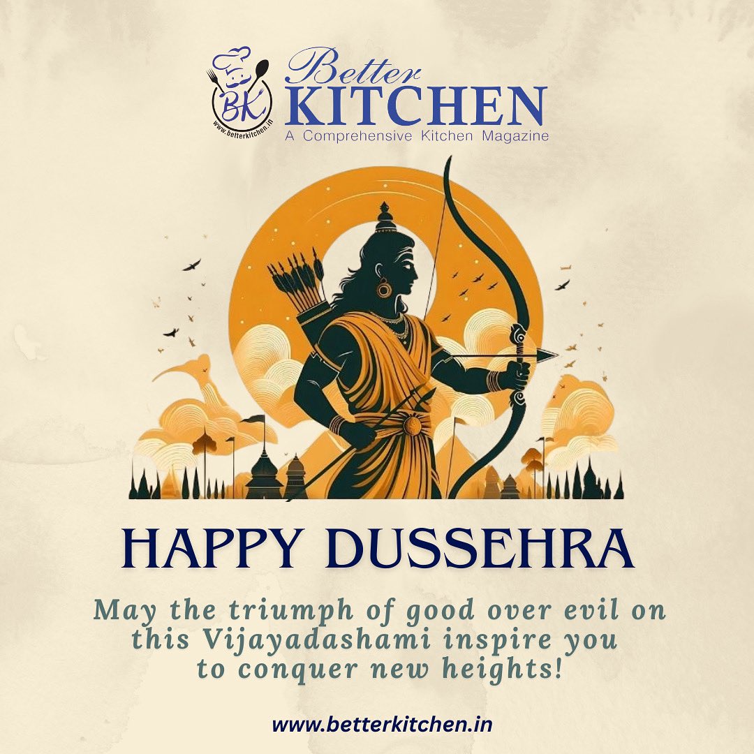 Better Kitchen Magazine <a href="/Ekta_BKitchen/">Ekta</a> wishes everyone #HappyDussehra .May the triumph of good over evil on this Vijayayadashmi inspire you to conquer new heights.