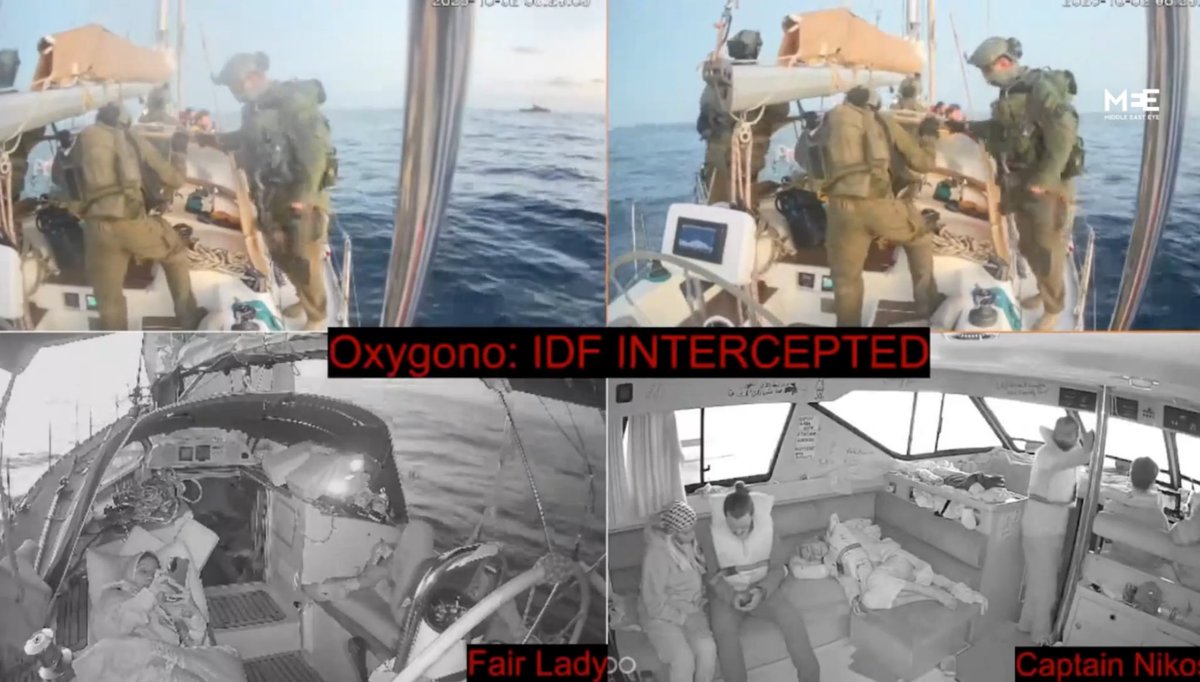 KavitaAlguMD's tweet photo. How many Israeli terrorist soldiers does it take to stop a tiny boat bringing baby formula to Gaza? 

Why are we arming this?

Why are our tax dollars subsidizing genocide @MarkJCarney @AnitaAnandMP @MonaFortier @Rob_Oliphant @randeepssarai @gary_srp @SeanFraserMP? https://t.co/NysRk5I9OA