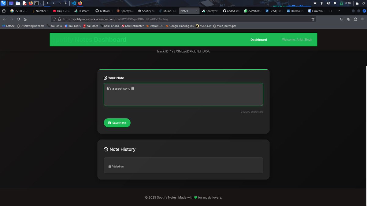 CodeCzerox's tweet image. Vibe-coded Spotify Notes (Django) in 9 hours. AI helped with boilerplate, but debugging was real.
Moral: AI is a tool, not a director. You still need patience and deep code understanding.
#RealCoding #Django #AI