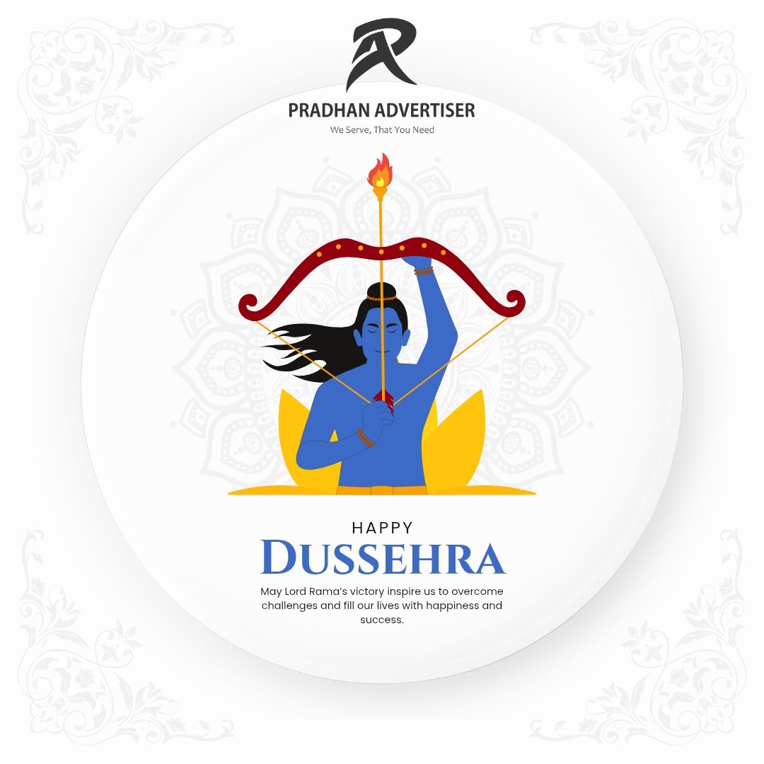 pradhanadvt's tweet photo. "Victory of good over evil, light over darkness, and hope over despair! ✨🔥 Wishing you a prosperous and joyous Dussehra. #HappyDussehra #VictoryOfGood #PradhanAdvertiser" https://t.co/kDcCaefBzZ
