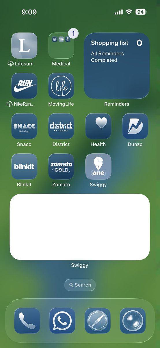 punitgor's tweet image. I love when devs put efforts to make integrations @swiggydesign I love using your widget. Especially to directly jump to instamart. Although with iOS 26 theming the widget doesn’t render correctly unlike  others like YouTube for eg. 

Please have one of your wizards fix this. 🙏