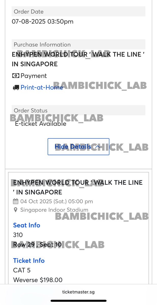 bambichick_lab's tweet photo. wts - Enhypen Walk the Line in Singapore UNDERPRICE!

1x cat 5, sec 310 row 29 - Day 2 (Sat, Oct 4th) 

price : 2,1jt | 150 SGD | 4000 thb 

PRINT AT HOME TICKET ⭕️

dm me for more info

t. wts wtb lfb lfs enhypen wtl sg 엔하이픈 싱가폴 콘서트 티켓 양도 https://t.co/UpqcmNysGr