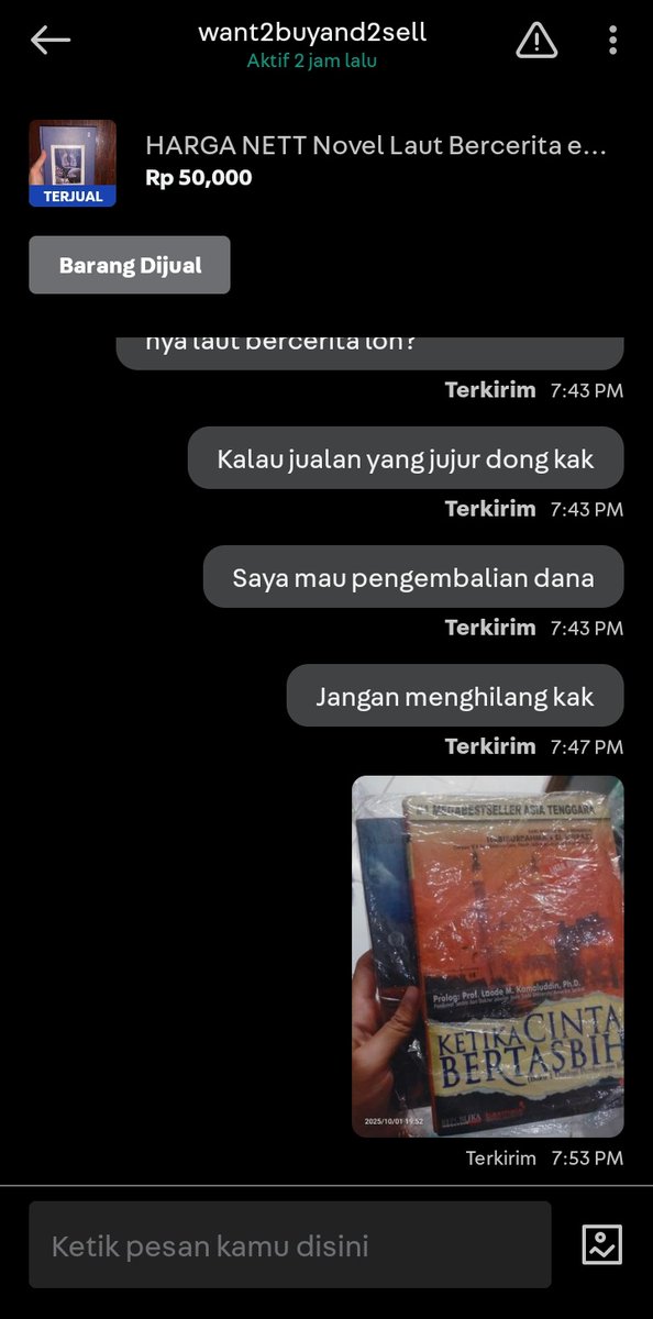 run_rabit_'s tweet image. PENIPUAN BUKU!!! Tolong RT!!
baru aja di tipu walaupun nominal nya kecil tetep aja aku berharap banget buku nya datang 😞 awalnya tidak mencurigakan karena di kirim foto barang nya, tetapi pas udah dateng yang ternyata enggak sesuai sama yang di pesan kan.
