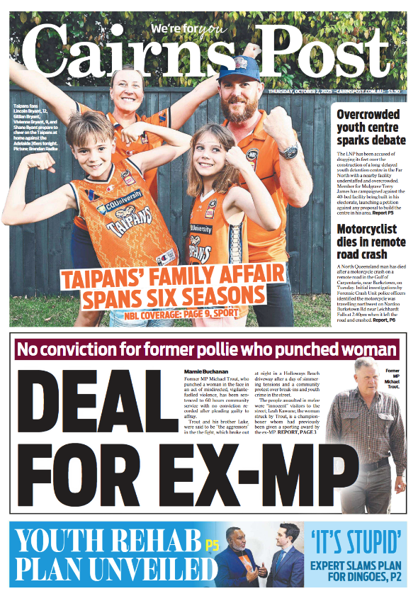Sian_Emily's tweet photo. INSIDE TODAY: Former MP Michael Trout, who punched a woman in the face in an act of misdirected, vigilante-fuelled violence, has been sentenced to 60 hours community service with no conviction recorded after pleading guilty to affray. Digital edition:  https://t.co/UaDePiWwhL https://t.co/aMylwyAP4g