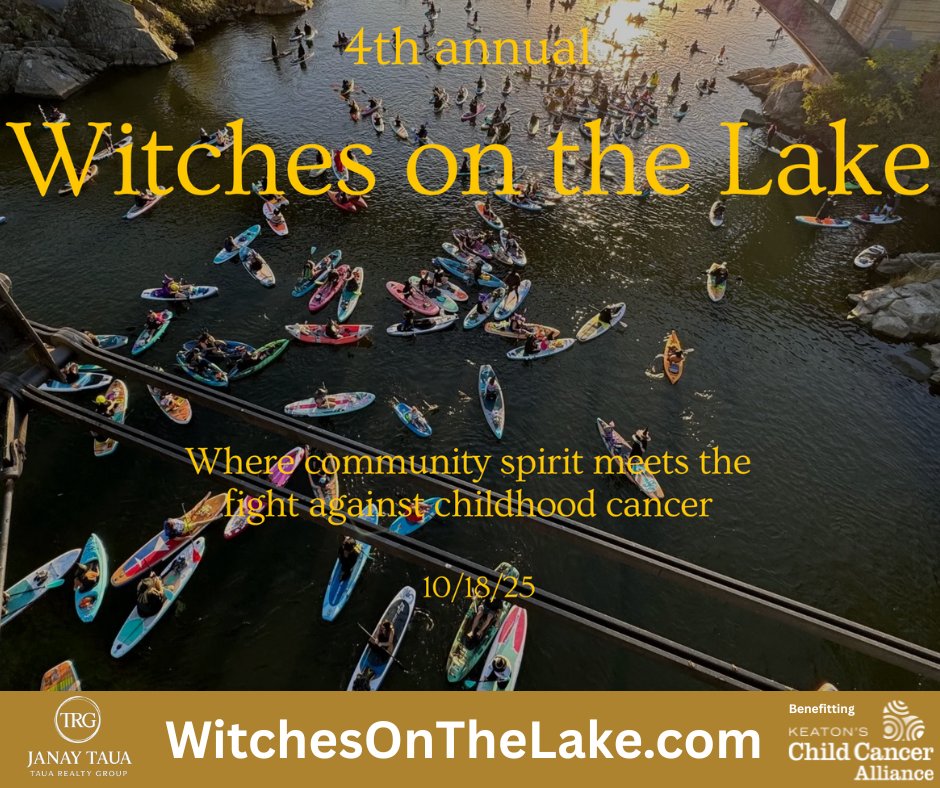 🧙‍♀️ Grab your broomsticks (or boards &amp; kayaks!) &amp; join us for the 𝟰𝘁𝗵 𝗔𝗻𝗻𝘂𝗮𝗹 𝗪𝗜𝗧𝗖𝗛𝗘𝗦 𝗢𝗡 𝗧𝗛𝗘 𝗟𝗔𝗞𝗘 👻

👉 Sign up (if you dare!) at: witchesonthelake.com
🧡 Come for the BOO-tiful community vibes &amp; help us cast out childhood cancer! 

#witchesonthelake