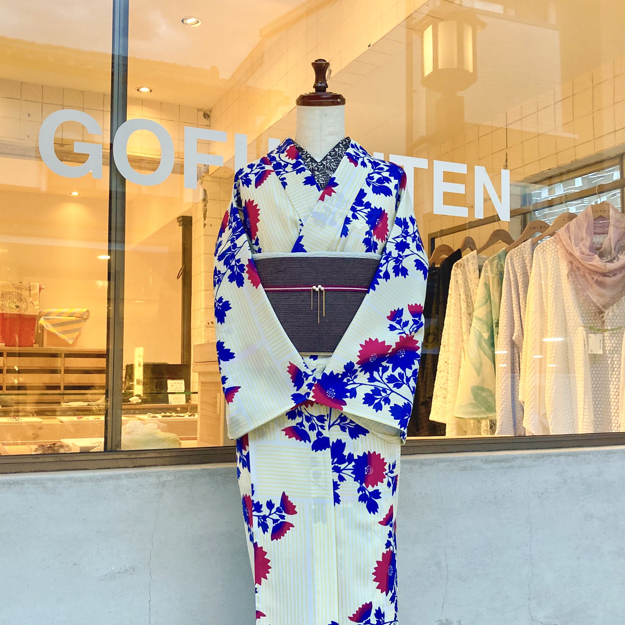 リバーシブル半幅帯　大塚呉服店 大塚呉服店オリジナル半巾帯 ペルシャ紋 グレー