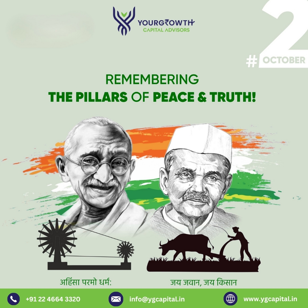 yourgrowthcap's tweet photo. 🇮🇳 Honouring Gandhi &amp; Shastri — leaders who shaped Bharat’s destiny.
🕊 Truth, simplicity &amp; ethics.
🌾 Jai Jawan, Jai Kisan.
For SMEs: build with trust, grow responsibly, and uplift society.
— Your Growth Capital Advisors
#GandhiJayanti #ShastriJayanti #ViksitBharat https://t.co/npC8W9gO1n