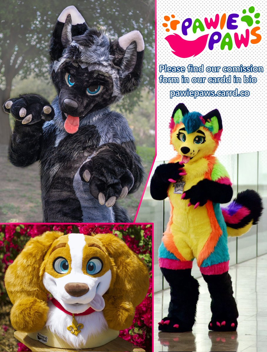 ✨Fullsuit, partial and head!✨

- Fullbody, partial and head comissions available. Fill out the form in the carrd in our bio
- Payment plans available

Don't miss the opportunity to have a Pawie Paws fursuit 💕🐾