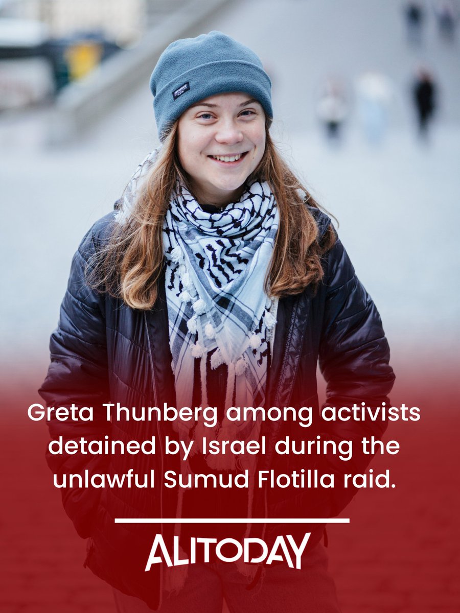 🚨 BREAKING: Greta Thunberg has been detained with other activists after Israeli forces intercepted the Sumud Flotilla en route to Gaza.

The mission sought to deliver aid &amp; protest the blockade but was stopped in what activists call an “unlawful raid.”

#GretaThunberg #Gaza