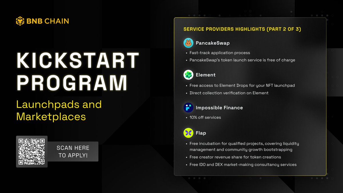 PancakeSwap 및 Element Market 같은 파트너와 함께하는 BNB Chain Kickstart Program 혜택
