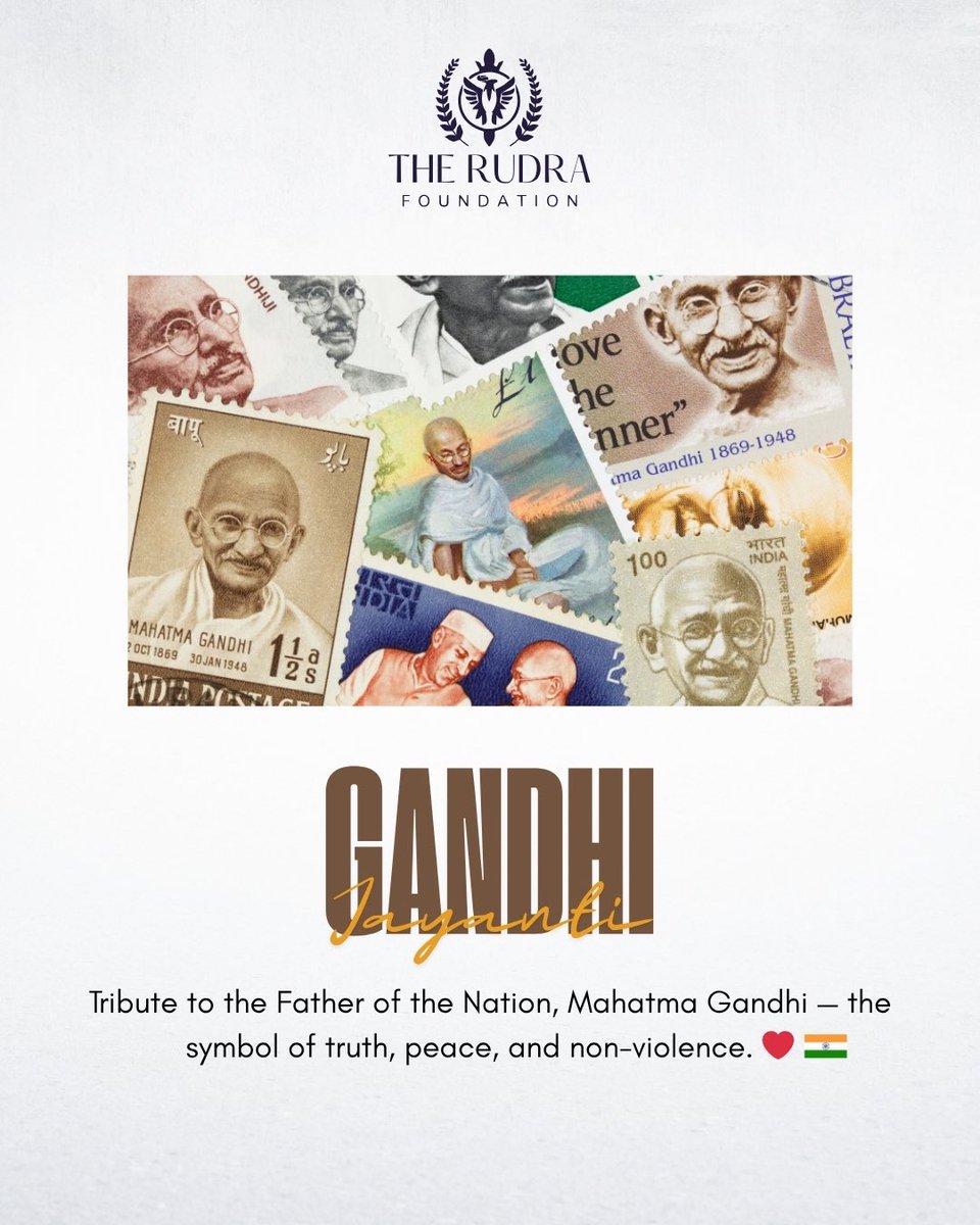 The Rudra Foundation (@therudrafdn) on Twitter photo тЬи Remembering the Father of the Nation, Mahatma Gandhi, on his birth anniversary. A symbol of truth, non-violence, and peace, his teachings continue to inspire generations. ЁЯЩПтЭдя╕ПЁЯЗоЁЯЗ│
#gandhijayanti #mahatmagandhi #fatherofthenation #truth #peace #nonviolence #india #tribute #trf тЬи Remembering the Father of the Nation, Mahatma Gandhi, on his birth anniversary. A symbol of truth, non-violence, and peace, his teachings continue to inspire generations. ЁЯЩПтЭдя╕ПЁЯЗоЁЯЗ│
#gandhijayanti #mahatmagandhi #fatherofthenation #truth #peace #nonviolence #india #tribute #trf