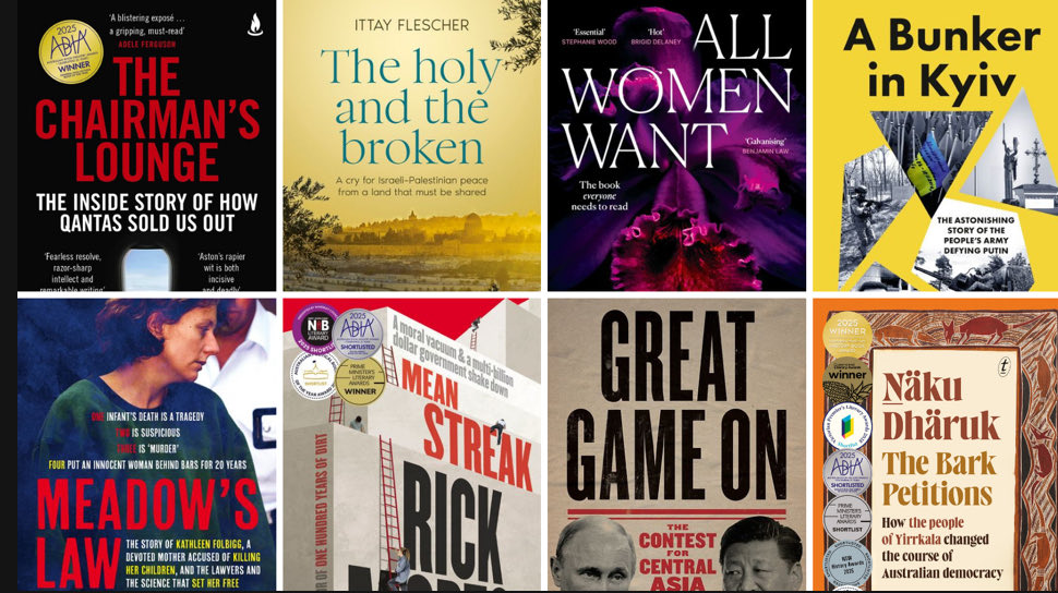 hughriminton's tweet image. Excellent long list for the 2025 #Walkley Book Award.