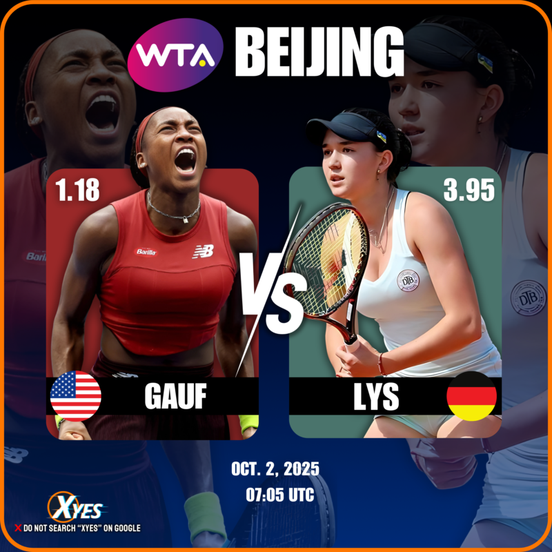 Xyes_com's tweet photo. Coco Gauff faces off against Eva Lys in a thrilling matchup.
Who do you think takes the win? 🎾

#WTA #BeijingOpen https://t.co/Qw0J3n3Q3E