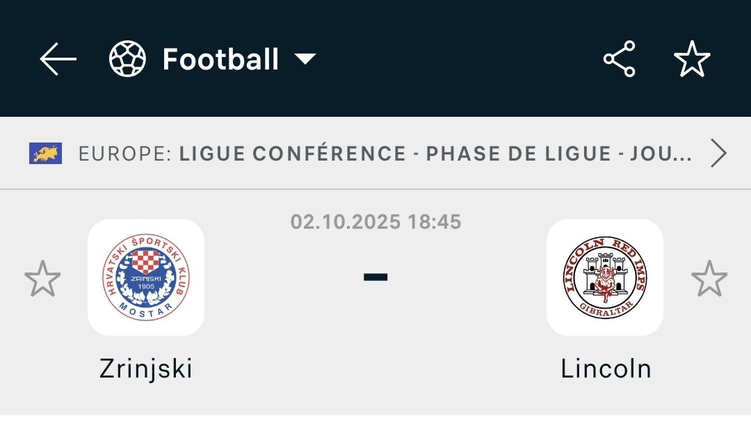 Les <a href="/LincolnRedImps/">Lincoln Red Imps FC</a> se frottent au champion de #Bosnie ce jeudi ! 🔥

Pour l'ouverture des matchs en #ecl, #Lincoln se déplace au Zrinjski Mostar.

Coup d'envoi à 18h45. Une nouvelle belle page de l'histoire du foot gibraltarien va s'écrire cette année.

#Gibraltar