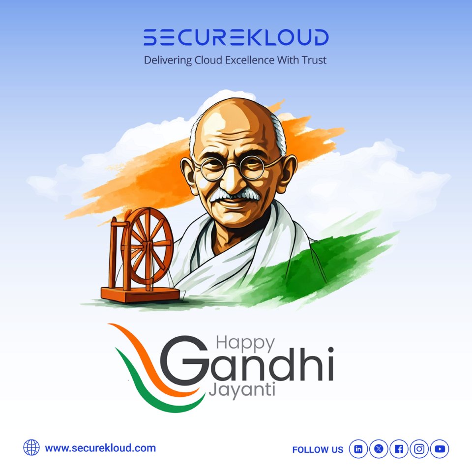 SecureKloudTech's tweet image. 🌿 Honoring the Father of the Nation – #MahatmaGandhi 🙏

On #GandhiJayanthi2025, we reflect on his timeless values of truth, non-violence &amp;amp; customer centricity. Let’s build a future rooted in peace, unity &amp;amp; service. ✨

#GandhiJayanthi #TruthAndNonViolence #India