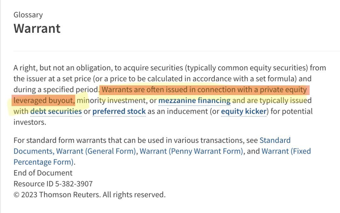UCopy417's tweet image. $BBBYQ #BBBYQ Both $GME $BBBY Issued Warrants at same time. So What&apos;s really Warrants issuance is for? Often issued in connection with Leveraged Buyout.