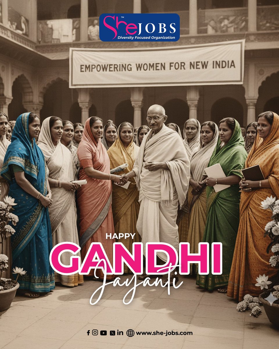 Happy Gandhi Jayanti!

Today, we honor the spirit of independence and self-reliance. SheJobs is dedicated to providing flexible and dignified career paths for every woman.

#gandhijayanti #shejobs #jobs #diversity #inclusion #womenempowerment #womenintech