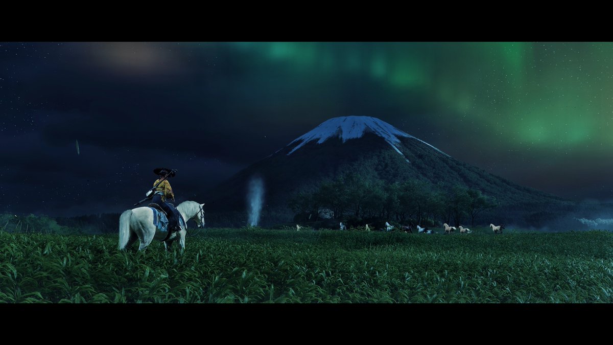 nib95_'s tweet photo. Ghost of Yotei #PS5Pro gameplay screenshots! 🔥 

Game's already left my jaw on the floor numerous times. Art direction is sublime, and there's a notable rendering and lighting upgrade over Tsushima. 

Pro owners be sure to select RT mode, it's not on by default. #GhostofYotei https://t.co/xGUKpfSdgE