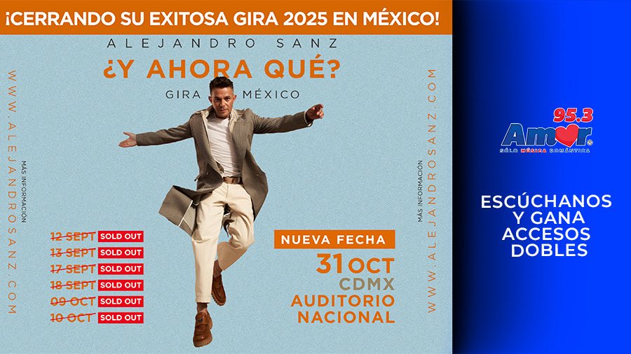 No te pierdas a <a href="/AlejandroSanz/">Alejandro Sanz</a>  en concierto 🥰