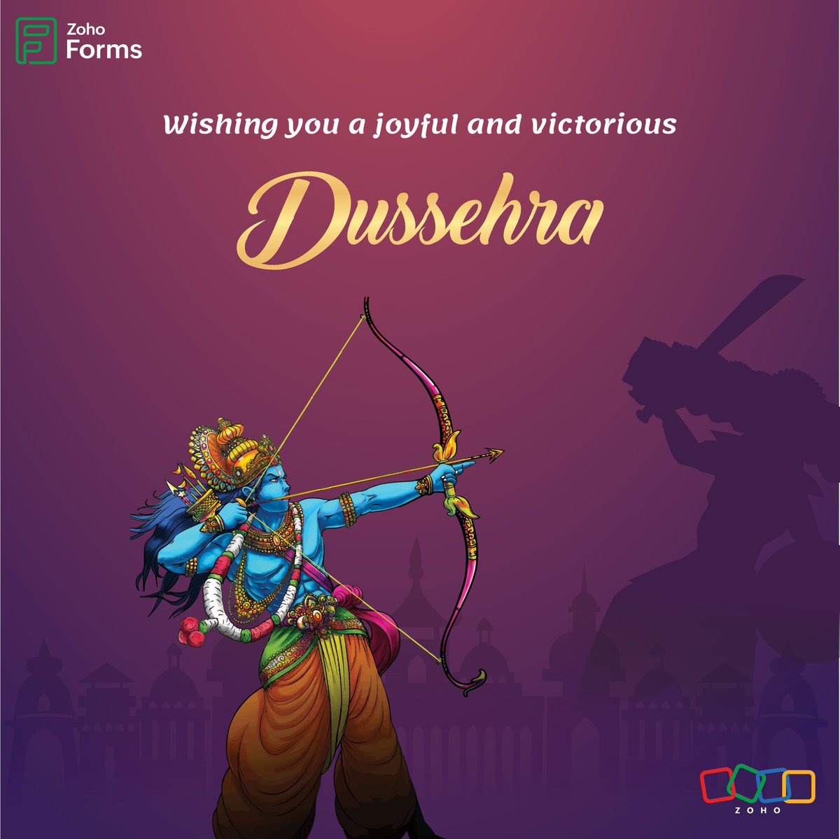 ZohoForms's tweet image. May this festival bring success, clarity, and smooth workflows to your projects and forms.
Here’s to a prosperous year ahead!
Happy Dussehra from the Zoho Forms team.
#HappyDussehra #ZohoForms #WorkflowAutomation #Success #Smartforms #Datacollection