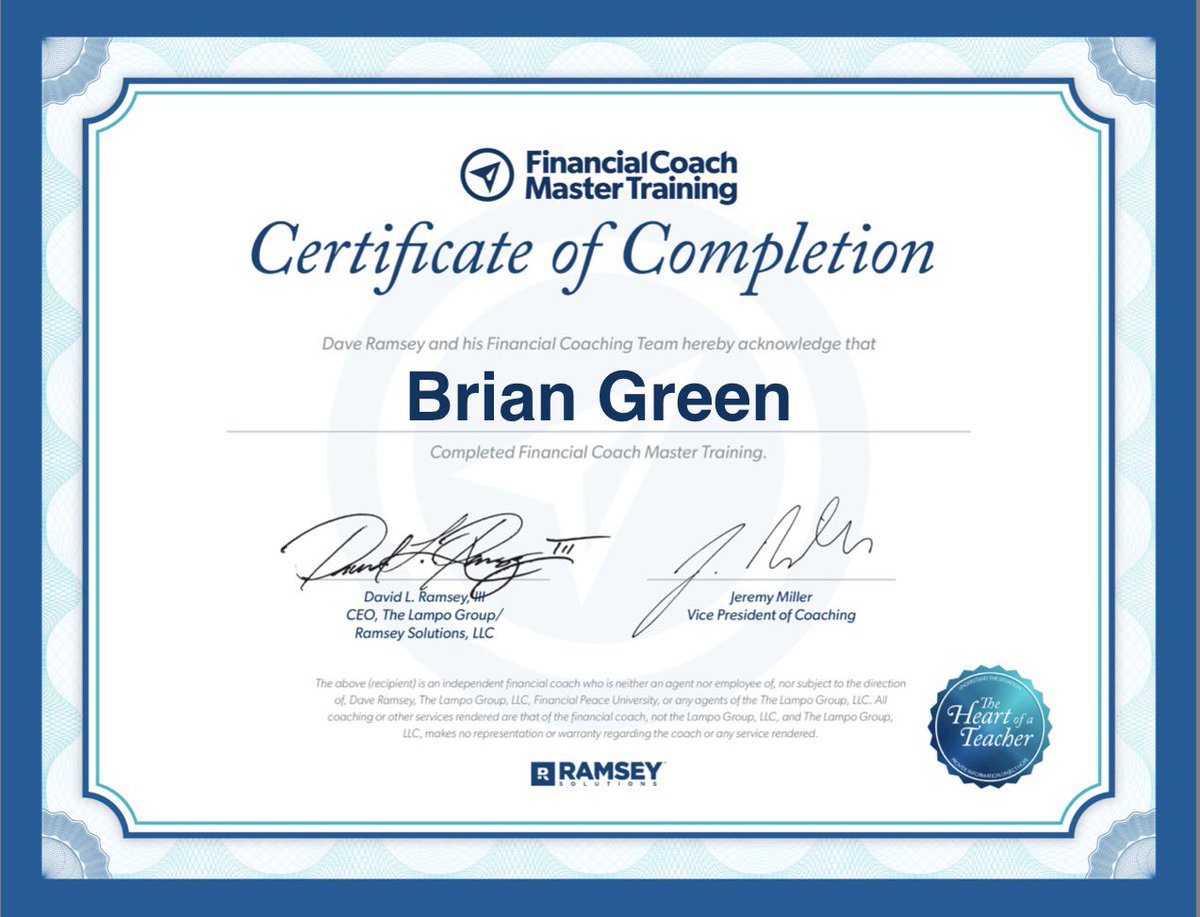 After 6 months of training…. Tonight I finished the schooling and am officially a RAMSEY FINANCIAL COACH! 🙌🏼 #financialcoach #financialfreedom #daveramsey