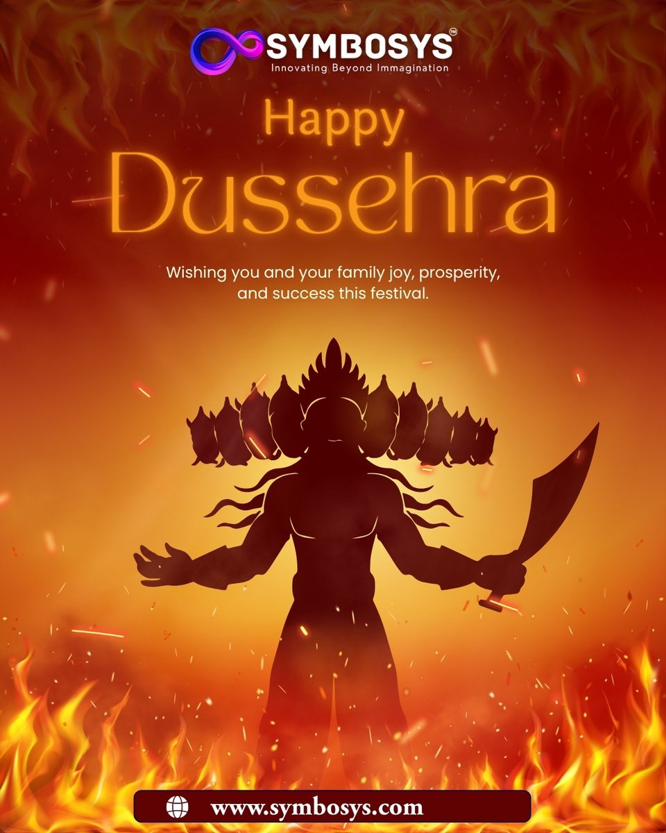 SymbosysTech's tweet image. ✨🎉 Symbosys wishes you a very Happy Dussehra! 🎉✨
May this festival of victory inspire new beginnings, innovation, and success in every step of your journey.
#HappyDussehra #Symbosys #VictoryOfGood #InnovationJourney #innovation #RanchiBusiness #ITSupport #blessings