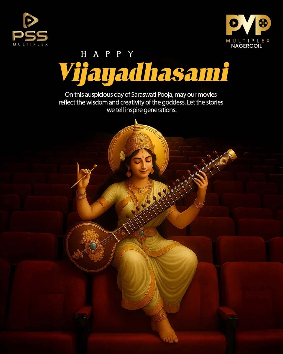 PssMultiplexOff's tweet image. Wishing everyone a blessed Saraswati Pooja! May Goddess Saraswati bless the silver screen with creativity, wisdom, and unforgettable performances. 🎬✨ #SaraswatiPooja #CinemaMagic #CreativeGenius