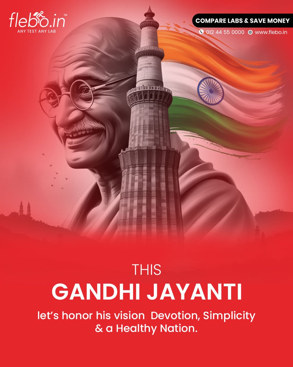 🇮🇳 On this Gandhi Jayanti, let’s honor his vision of devotion, simplicity &amp; a healthy nation. At Flebo.in, we’re committed to making healthcare simple, accessible &amp; affordable for all. 💪🏻

#Flebo #anytestanylab #gandhijayanti2025 #GandhiJayanthi #2october