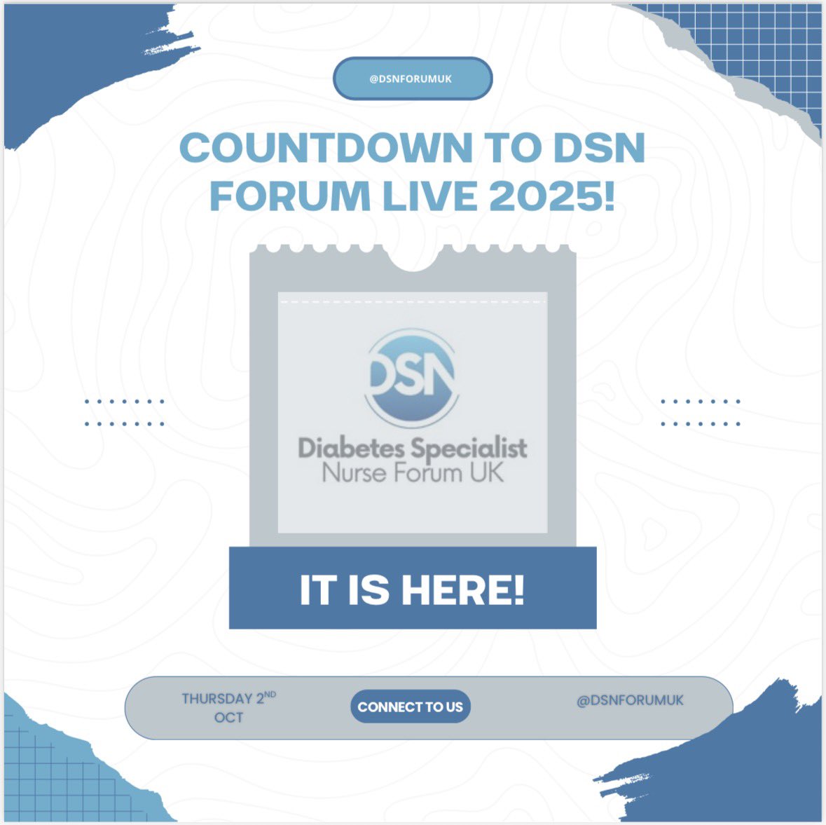 DSNforumUK (@dsnforumuk) on Twitter photo Wishing all 250 DSNs on their way to London for our 3rd annual conference, a safe trip!
What an agenda: for DSNs, by DSNs;
🩵Pre-symptomatic AuAb+ T1D
🩵Retinopathy & HCL
🩵Disordered eating in T2D
🩵MASLD
🩵celebrating you
🩵career planning
See you soon! 👋🏻 #DSNF25 Wishing all 250 DSNs on their way to London for our 3rd annual conference, a safe trip!
What an agenda: for DSNs, by DSNs;
🩵Pre-symptomatic AuAb+ T1D
🩵Retinopathy & HCL
🩵Disordered eating in T2D
🩵MASLD
🩵celebrating you
🩵career planning
See you soon! 👋🏻 #DSNF25