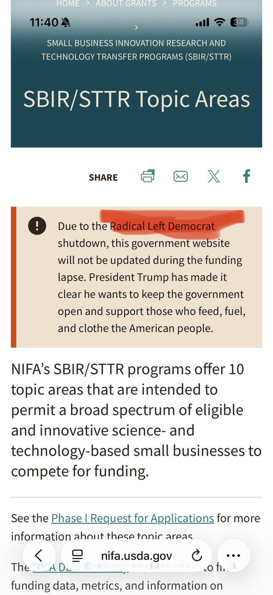 DogeDailyDigest's tweet photo. Too funny, @USDA’s website calling it what it is 

#radicalleft #Shutdown2025 https://t.co/yBcVwOJu0Z