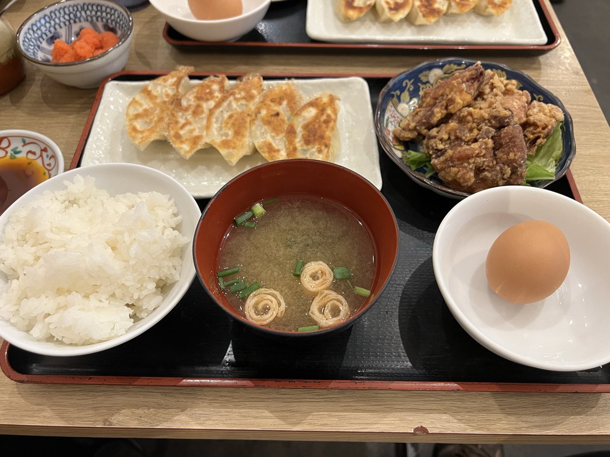 唐揚げ餃子定食🥟