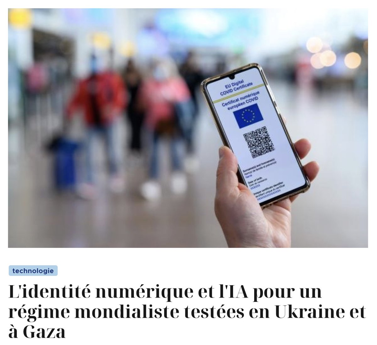 L'identité numérique est le moyen ultime de contrôler et de discipliner les individus. Elle est utilisée précisément à cette fin en Ukraine et est également prévue pour la « reconstruction » de Gaza. Ces deux dispositifs servent de test pour une généralisation dans l'UE.