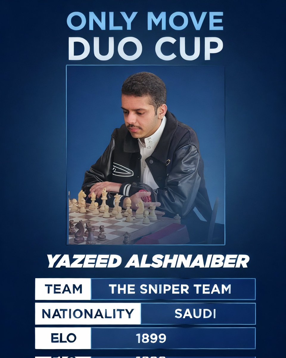 OnlyMoveChess's tweet image. العد التنازلي قد بدأ ⏳♟
بطولة #DuoCup المصنفة دوليًا قادمة يوم ٣ أكتوبر في جامعة اليمامة 🏛️🔥
سجّل الآن عبر الرابط 🔗: forms.gle/3Zh2wqUF4wqbdE…
