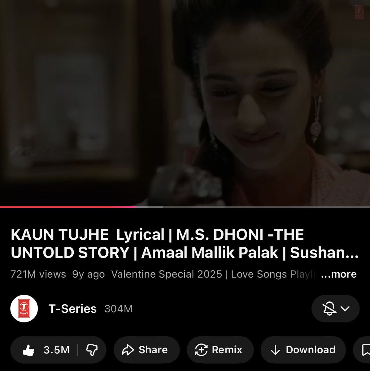 fcpalak's tweet photo. #KaunTujhe completes 3.5M likes on youtube. Truely one of the most beautiful song ever. CLASSIC @palakmuchhal3 https://t.co/CIn4JARvdd