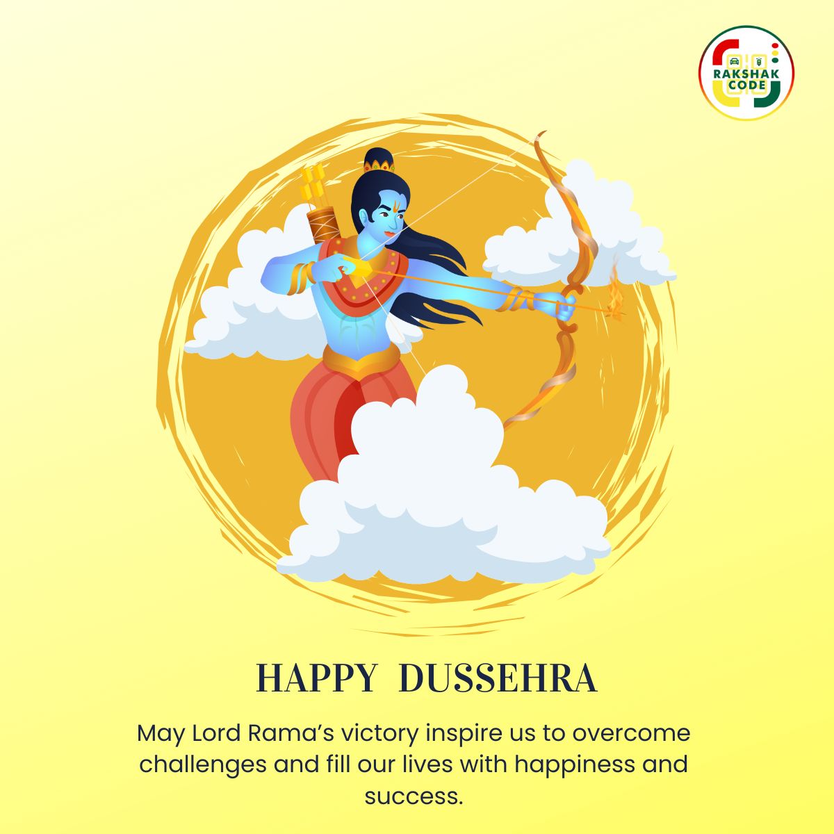 RakshakCode's tweet image. ✨🙏 Happy Dussehra 🙏✨
On this auspicious day, let’s celebrate the victory of good over evil and take inspiration from Lord Rama’s courage and determination. 🌸💫May this Dussehra bring positivity, happiness, and success into your life. 🌼🔥
🌟 #HappyDussehra #RakshakCode