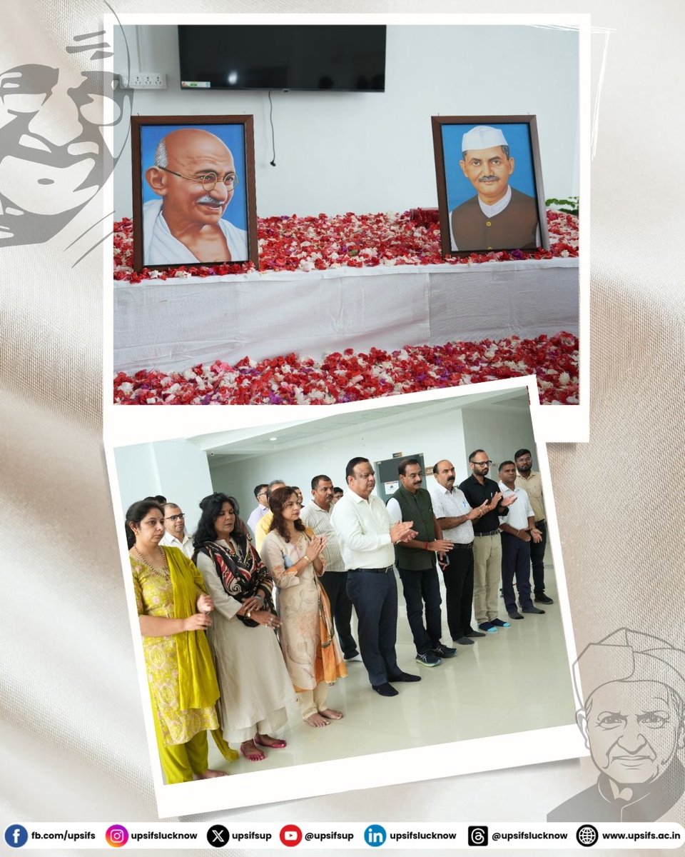 UPSIFS (@upsifsup) on Twitter photo A day of double inspiration.
We salute the vision of Mahatma Gandhi, who gave the world the power of truth & non-violence, and the simplicity & integrity of Lal Bahadur Shastri, who taught us “Jai Jawan, Jai Kisan.”
<a href="/GoswamiGK2025/">Dr GK Goswami IPS</a> <a href="/Uppolice/">UP POLICE</a> <a href="/UPGovt/">Government of UP</a> <a href="/RajivMa67691513/">Rajiv Malhotra IPS.</a> <a href="/CMOfficeUP/">CM Office, GoUP</a> A day of double inspiration.
We salute the vision of Mahatma Gandhi, who gave the world the power of truth & non-violence, and the simplicity & integrity of Lal Bahadur Shastri, who taught us “Jai Jawan, Jai Kisan.”
<a href="/GoswamiGK2025/">Dr GK Goswami IPS</a> <a href="/Uppolice/">UP POLICE</a> <a href="/UPGovt/">Government of UP</a> <a href="/RajivMa67691513/">Rajiv Malhotra IPS.</a> <a href="/CMOfficeUP/">CM Office, GoUP</a>