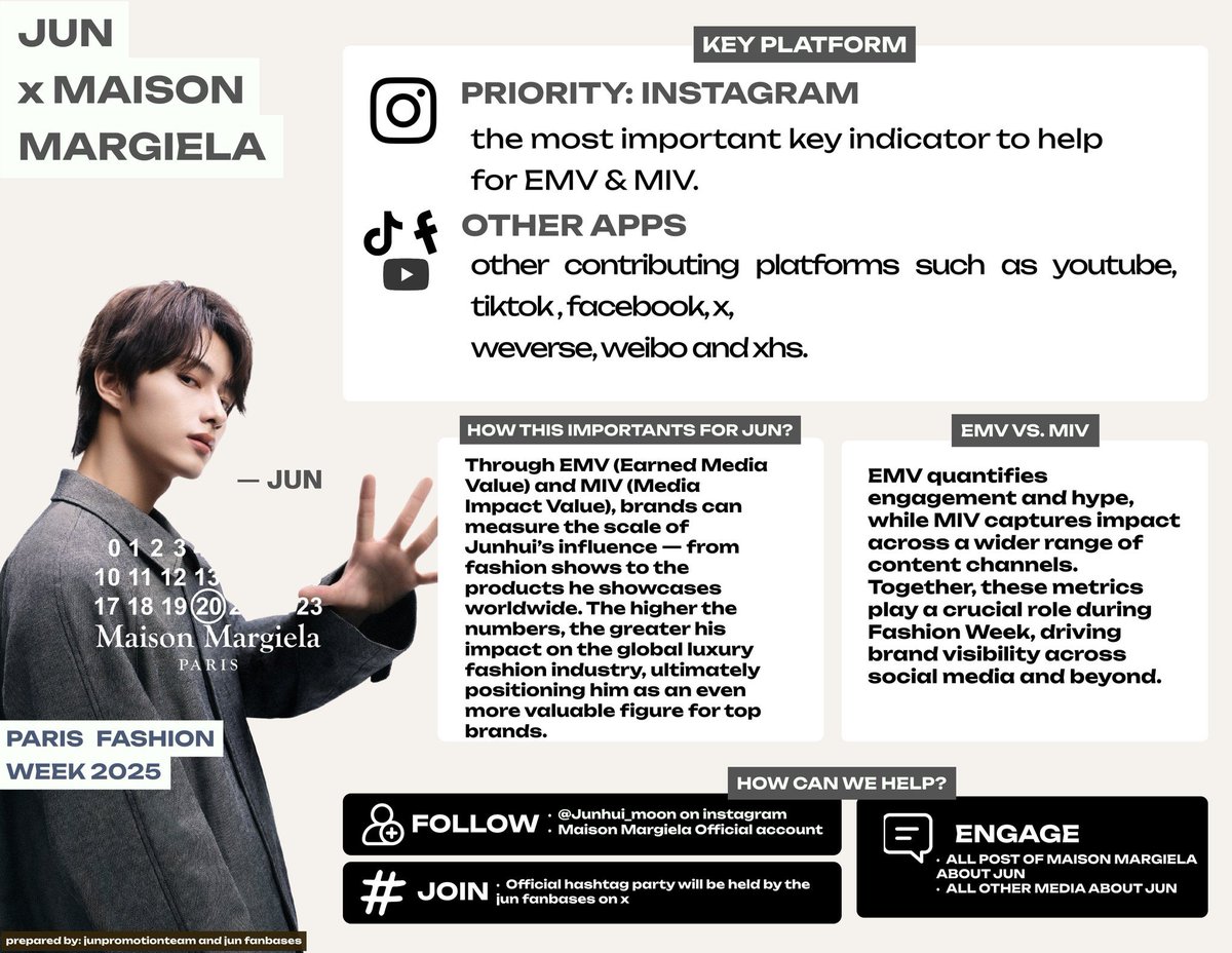 📣 GUIDELINES &amp; GOALS

JUN on Paris Fashion Week is finally happening! 🐱 Check on the guidelines &amp; goals to give him and the brand all the love and visibility this PFW ❤️‍🔥 Let’s do this!

Please join these IG Channels 
🔗 instagram.com/channel/Abarux…
🔗 instagram.com/channel/AbbcFh…

JUN