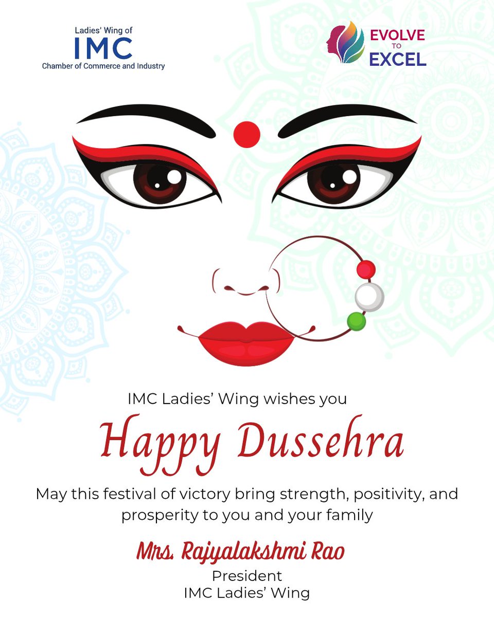 IMC Ladies’ Wing wishes you a Happy Dussehra

May the triumph of good over evil inspire strength, positivity, and prosperity in your life. Wishing you and your family joy and success today and always.

#HappyDussehra #IMCLadiesWing #FestivalOfVictory