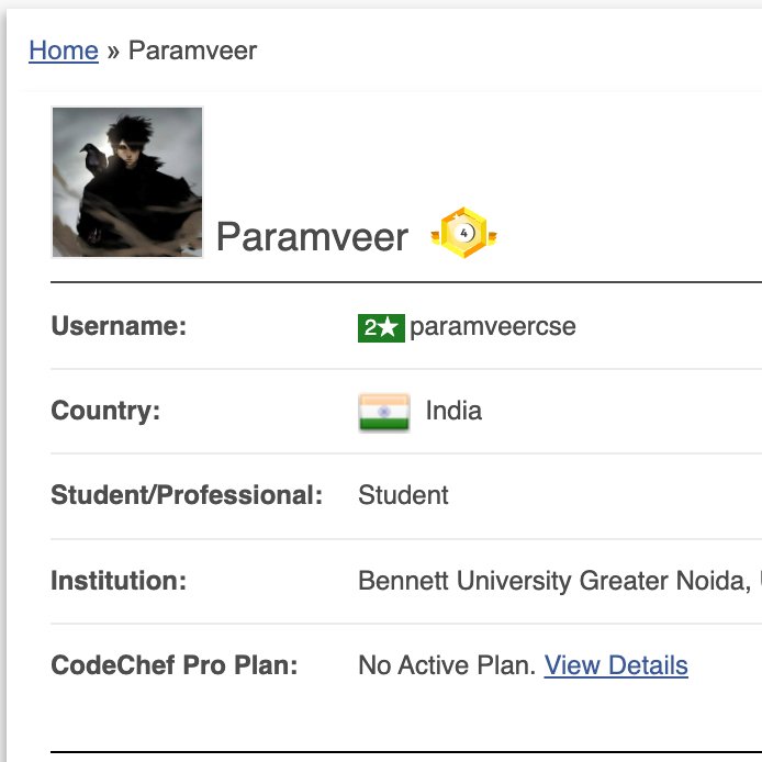 Theparamvrsingh's tweet image. Finally Hit Green on CodeChef! ,2-Star achieved. 🚀After 3–4 months of consistent grind and 500+ problems solved, this milestone feels huge. From not knowing where to start in competitive programming to crossing 1400+, the journey has been all about practice, persistence, and…