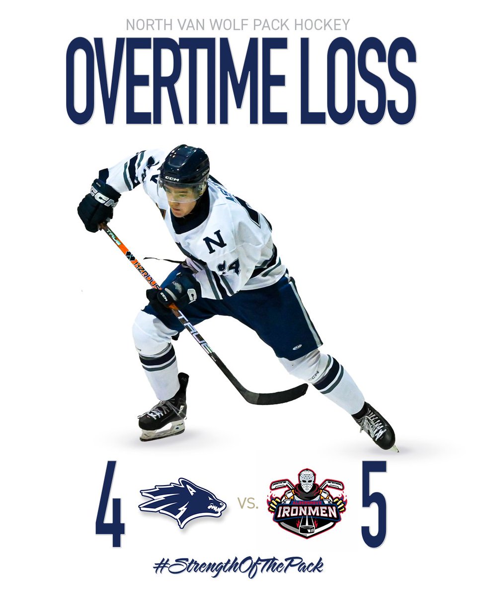 The Wolf Pack lost another heartbreaker tonight, this time in OT to the Aldergrove Ironmen. Joshua Moussodji (1-1-2) scored his 1st PJHL goal, while Gus Tucker (2-0-2), Braydon Suderman (1-1-2), and Mack Souter (0-2-2) each had multi-point games.

#StrengthOfThePack #pjhl